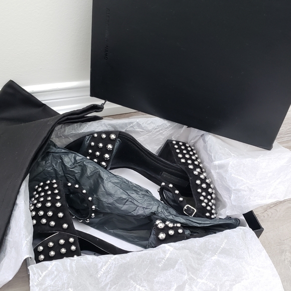 100% Authentic Alexander Wang Abby Studded Suede Block Heel Sz 38.5 - Picture 8 of 9